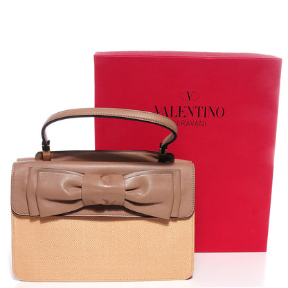 Valentino Garavani Raffia Nappa Aphrodite Bow Satchel Sabbia 5 of 8