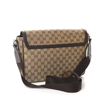 Gucci Monogram Large Flap Messenger Bag Beige Dark Brown 3 of 12