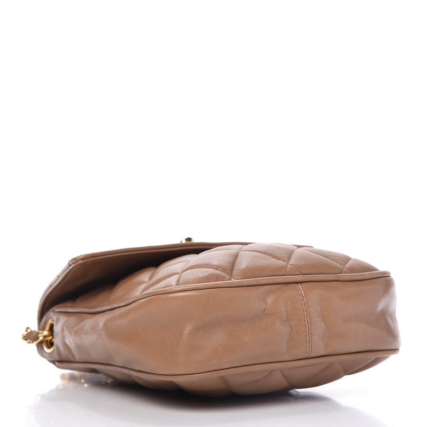 Lambskin Quilted Flap Camera Case Brown
