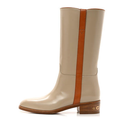 Gucci Brushed Calfskin Quebec Calfskin Tall Boots 6 Oatmeal Carnelian 1 of 10