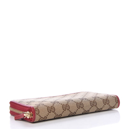 Gucci Monogram Dollar Calfskin Zip Around Wallet Beige Ebony Rosso 4 of 8