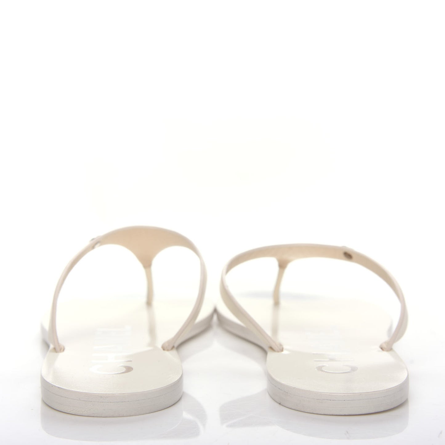 Calfskin CC Thong Sandals 35 White