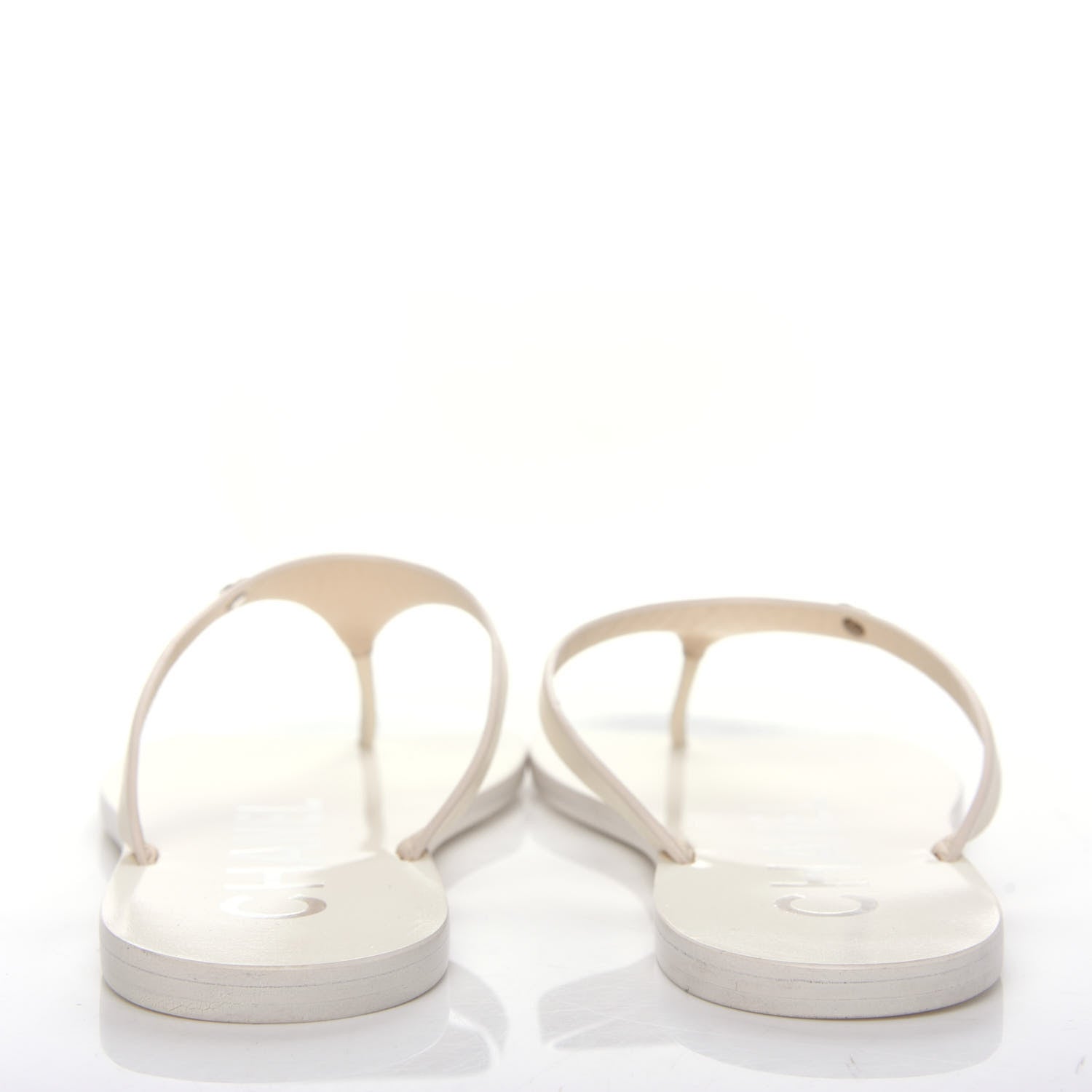 Chanel Calfskin CC Thong Sandals 35 White 7 of 11