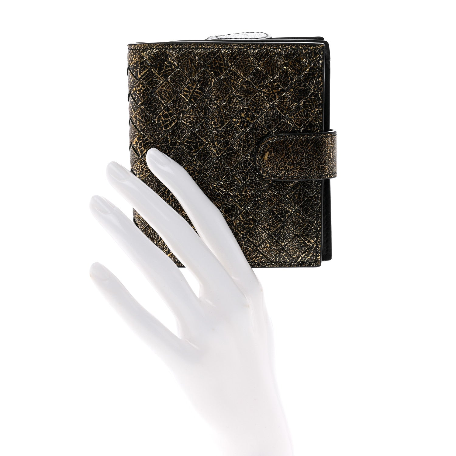 Bottega Veneta Metallic Nappa Intrecciato French Flap Wallet Gold 2 of 9