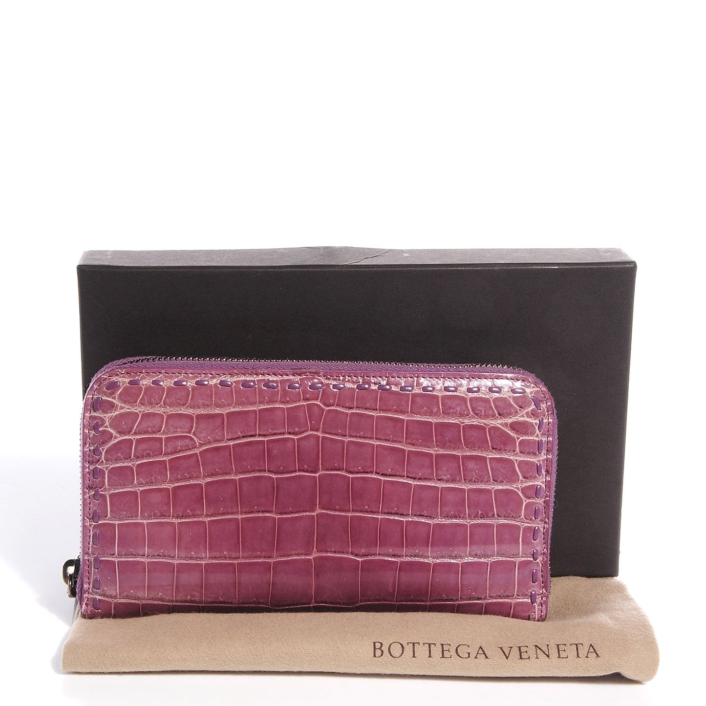 Shiny Crocodile Fume Zip Around Wallet Corot