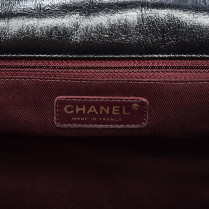 Chanel Glazed Calfskin Castle Rock Large Flap Black Burgundy 7 of 17