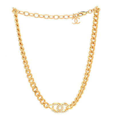 Chanel Crystal Chain Link CC Choker Necklace Gold 3 of 6