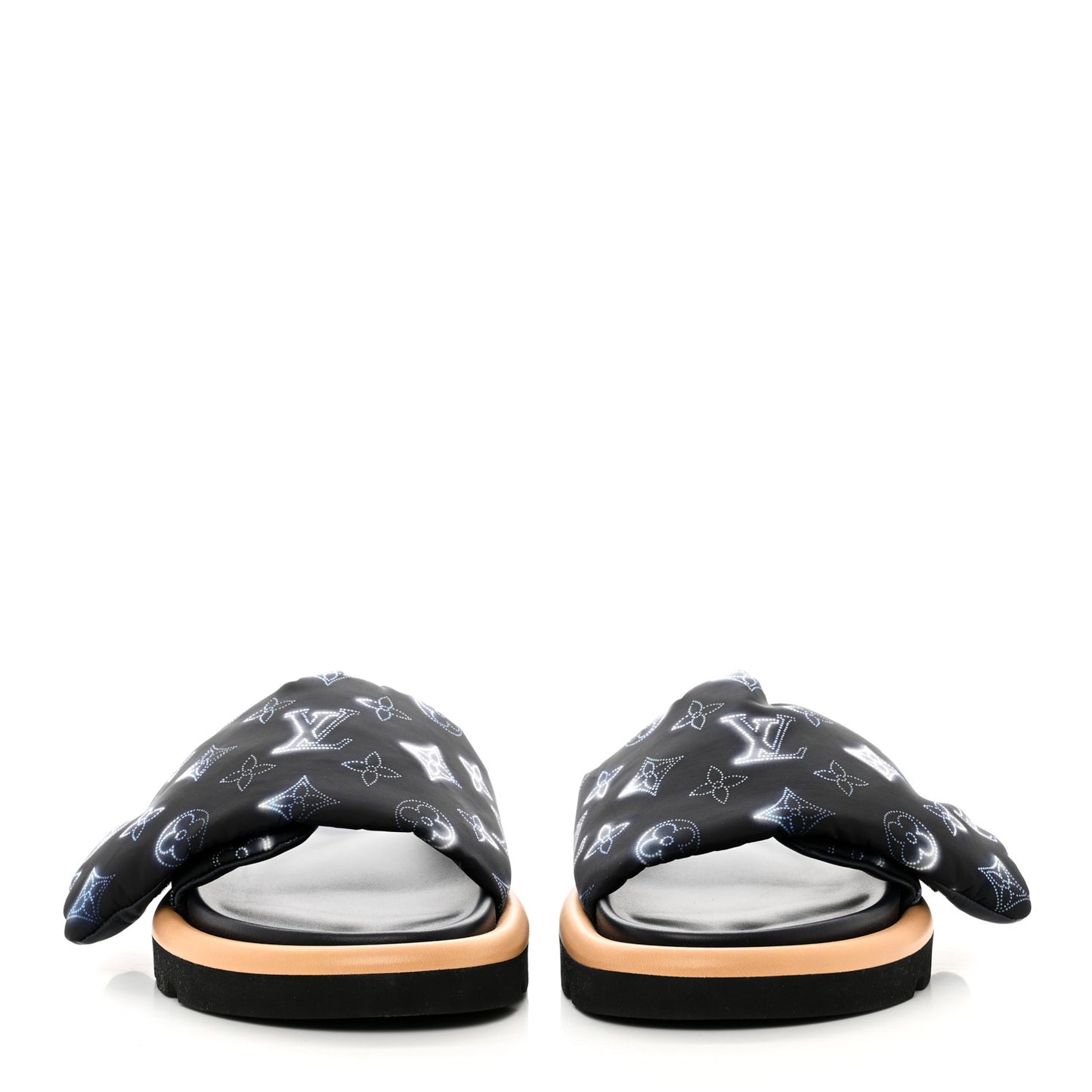 Nylon Monogram Womens Pool Pillow Comfort Mules 38 Navy Blue