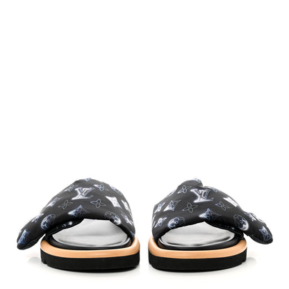 Louis Vuitton Nylon Monogram Womens Pool Pillow Comfort Mules 38 Navy Blue 2 of 8