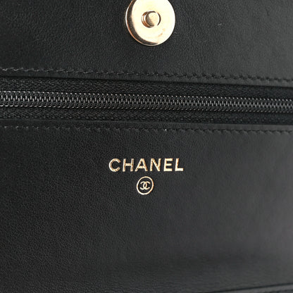 Chanel Caviar Quilted CC Filigree Wallet On Chain WOC Black 6 of 10