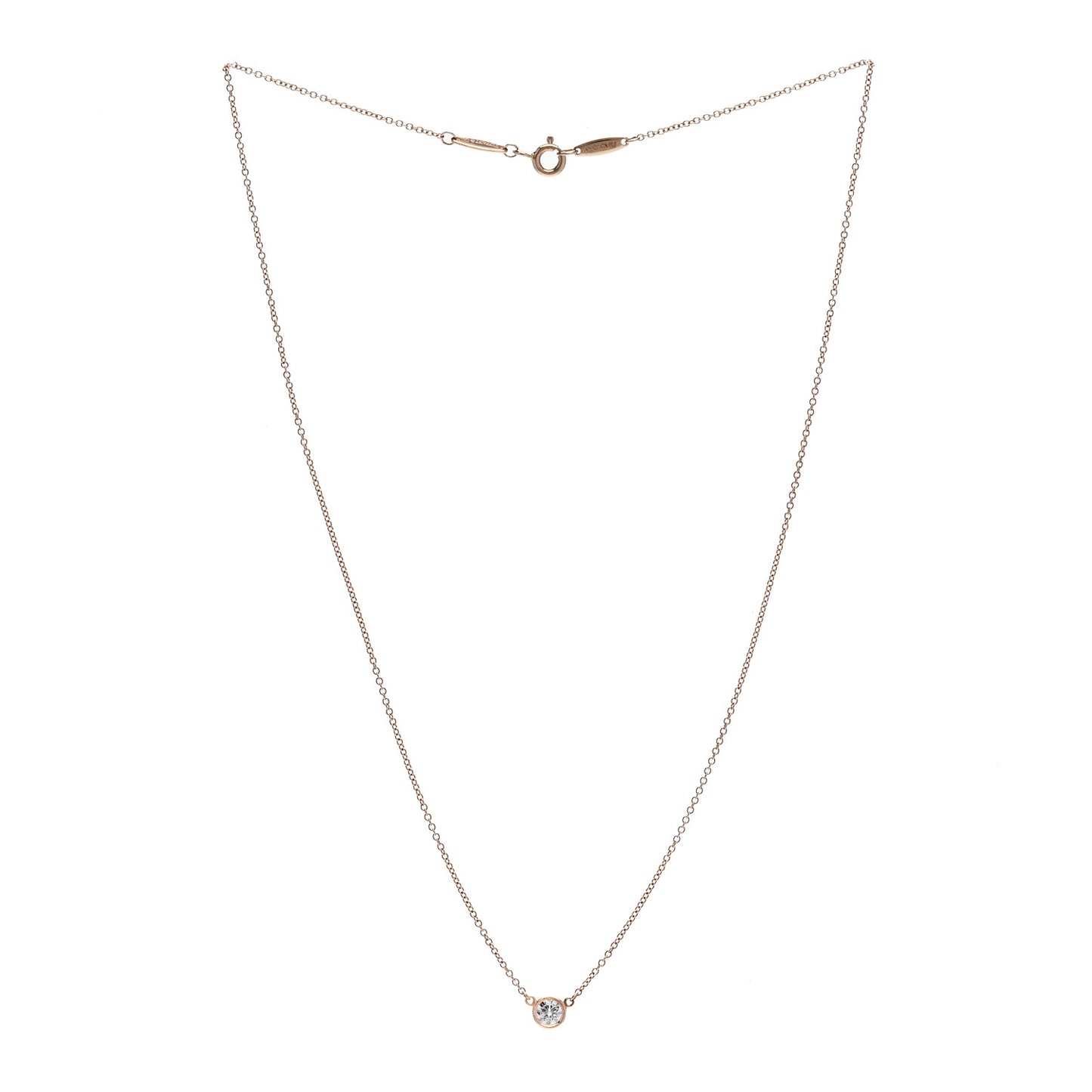 18K Rose Gold Diamond .24ct Elsa Peretti Diamonds by the Yard Pendant Necklace