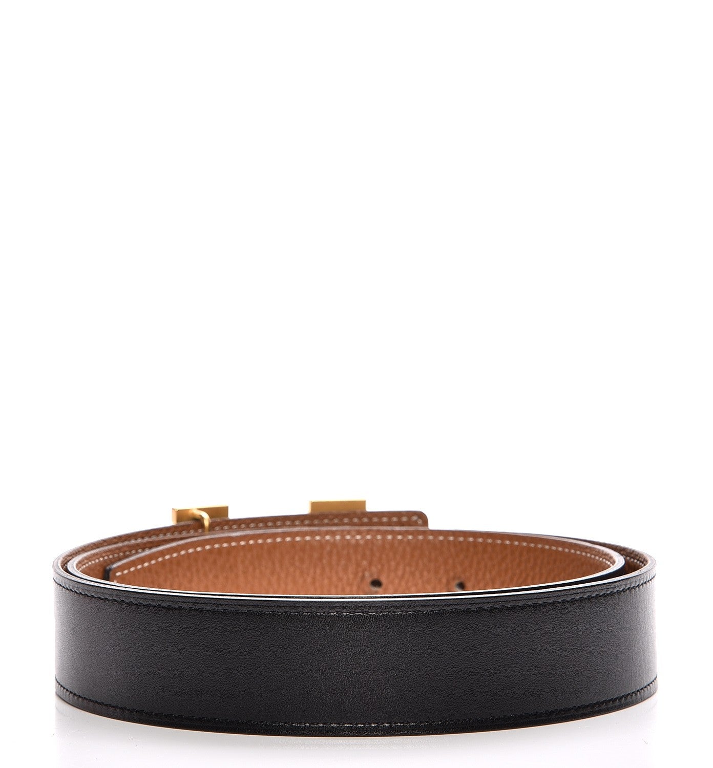 Hermes Box Togo 32mm H Belt 90 Black Gold 3 of 9