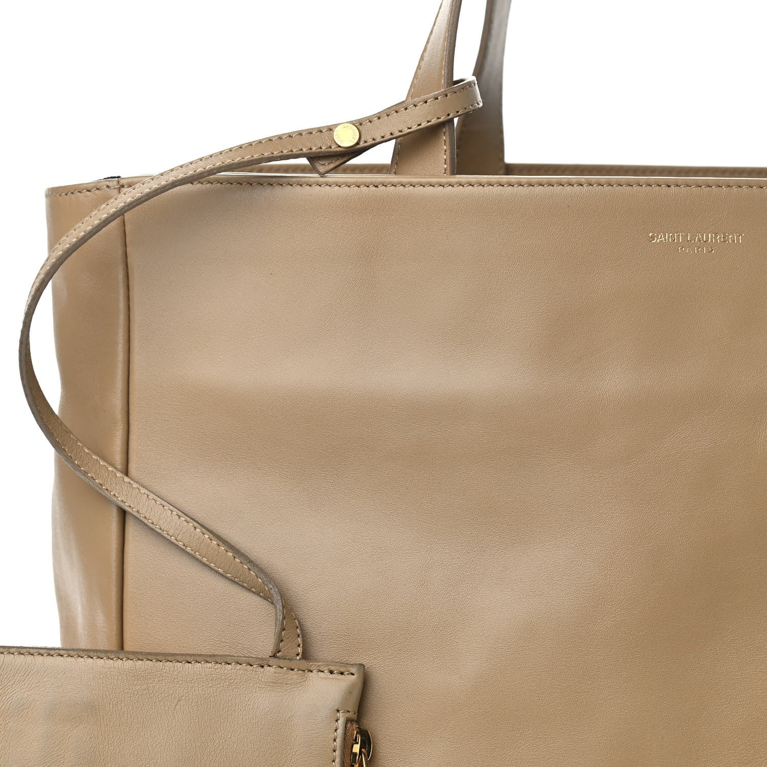 Saint Laurent Calfskin Suede North South Reversible Shopping Tote Beige Black 12 of 17