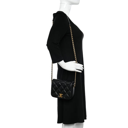 Chanel Calfskin Quilted Mini Nailed CC Flap Bag Black 2 of 13