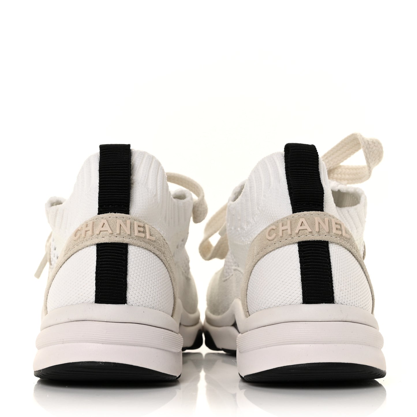Mesh Suede Fabric Womens CC Sneakers 35 White Ivory Light Beige