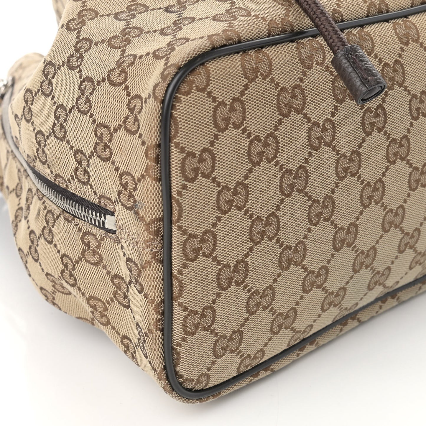 Monogram Dollar Calfskin O Drawstring Backpack Beige Ebony Testa di Moro Dark Chocolate