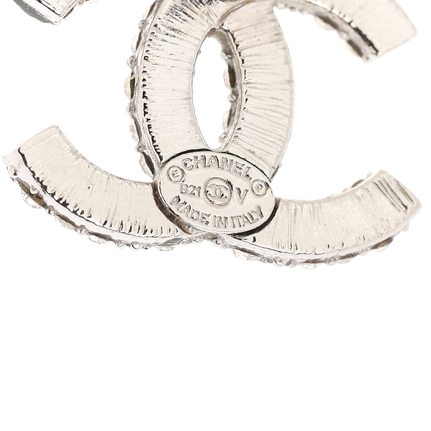 Chanel Crystal CC Earrings Silver 4 of 5