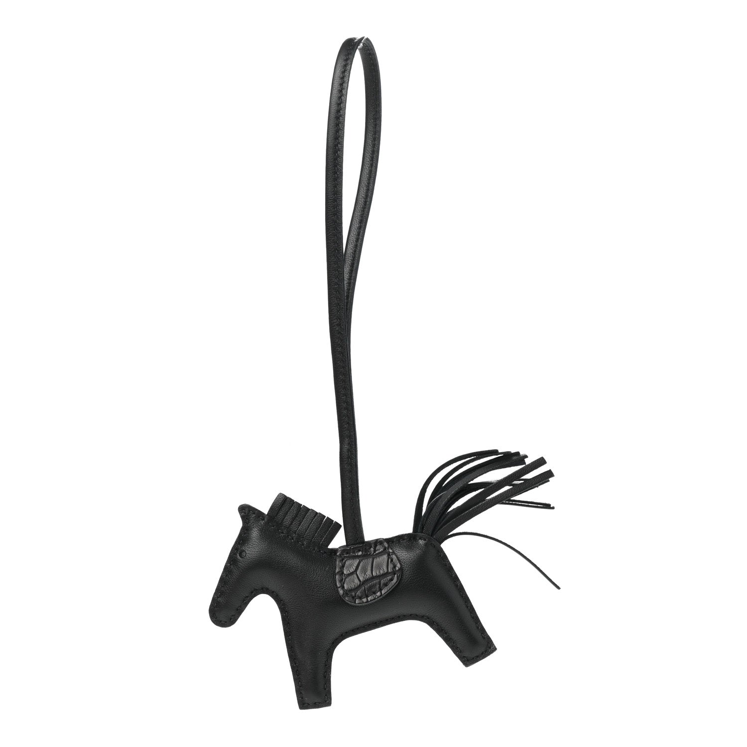 Hermes Milo Lambskin Matte Alligator Touch Grigri Rodeo Horse Bag Charm PM So Black 1 of 4