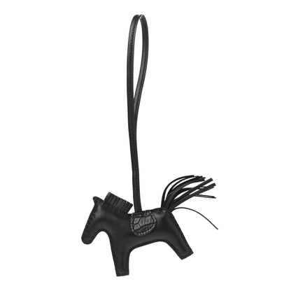 Hermes Milo Lambskin Matte Alligator Touch Grigri Rodeo Horse Bag Charm PM So Black 1 of 4