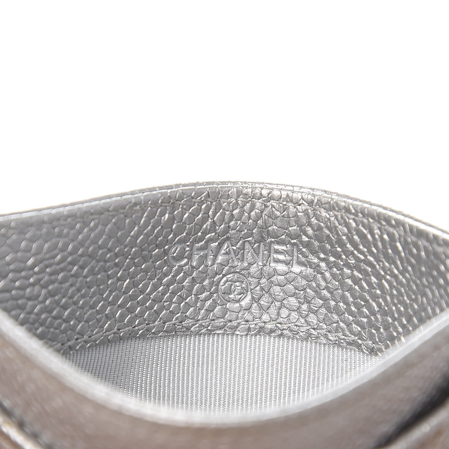 Chanel Metallic Caviar Quilted Card Holder Silver 6 of 10