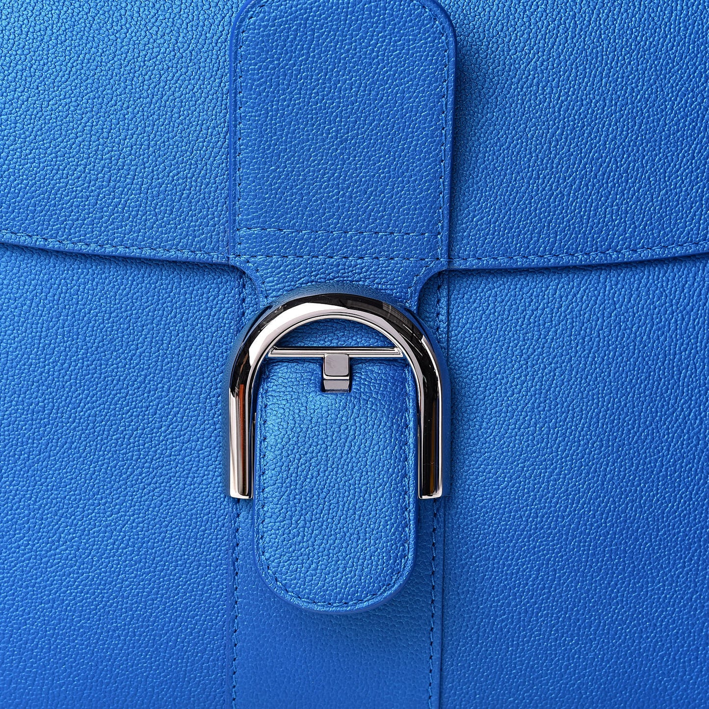 Metallic Grained Calfskin MM Brillant Satchel Satin Electric