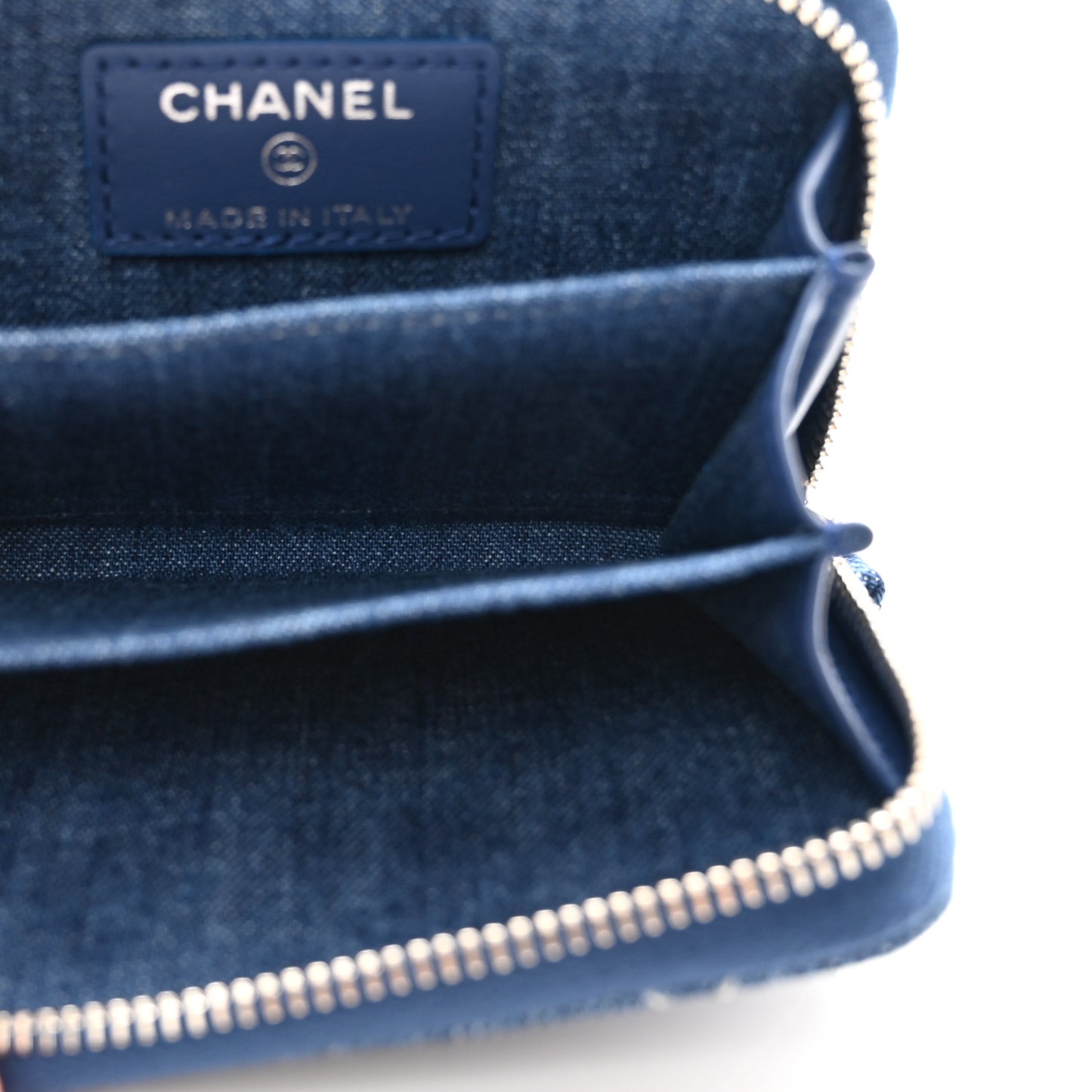 Denim Quilted Zip Coin Purse Blue