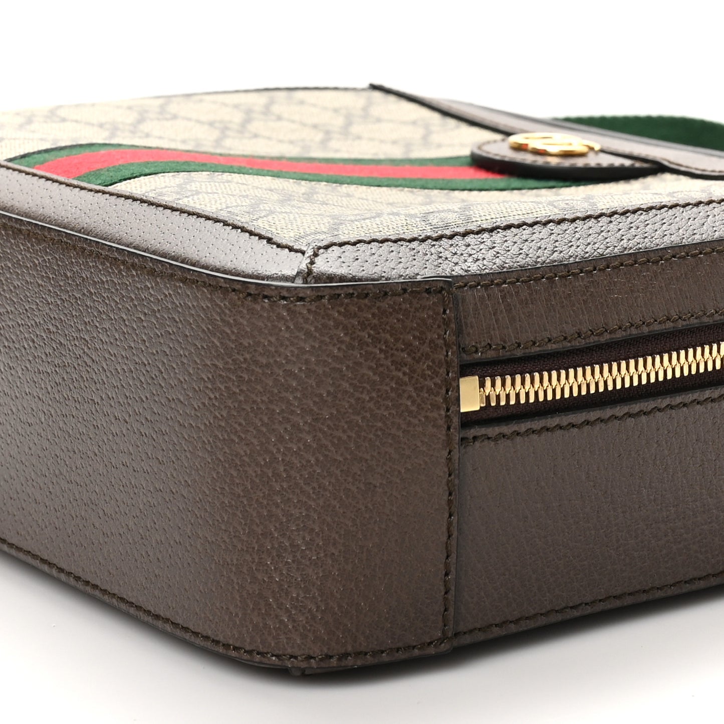 GG Supreme Monogram Web Small Ophidia Top Handle Shoulder Bag Brown