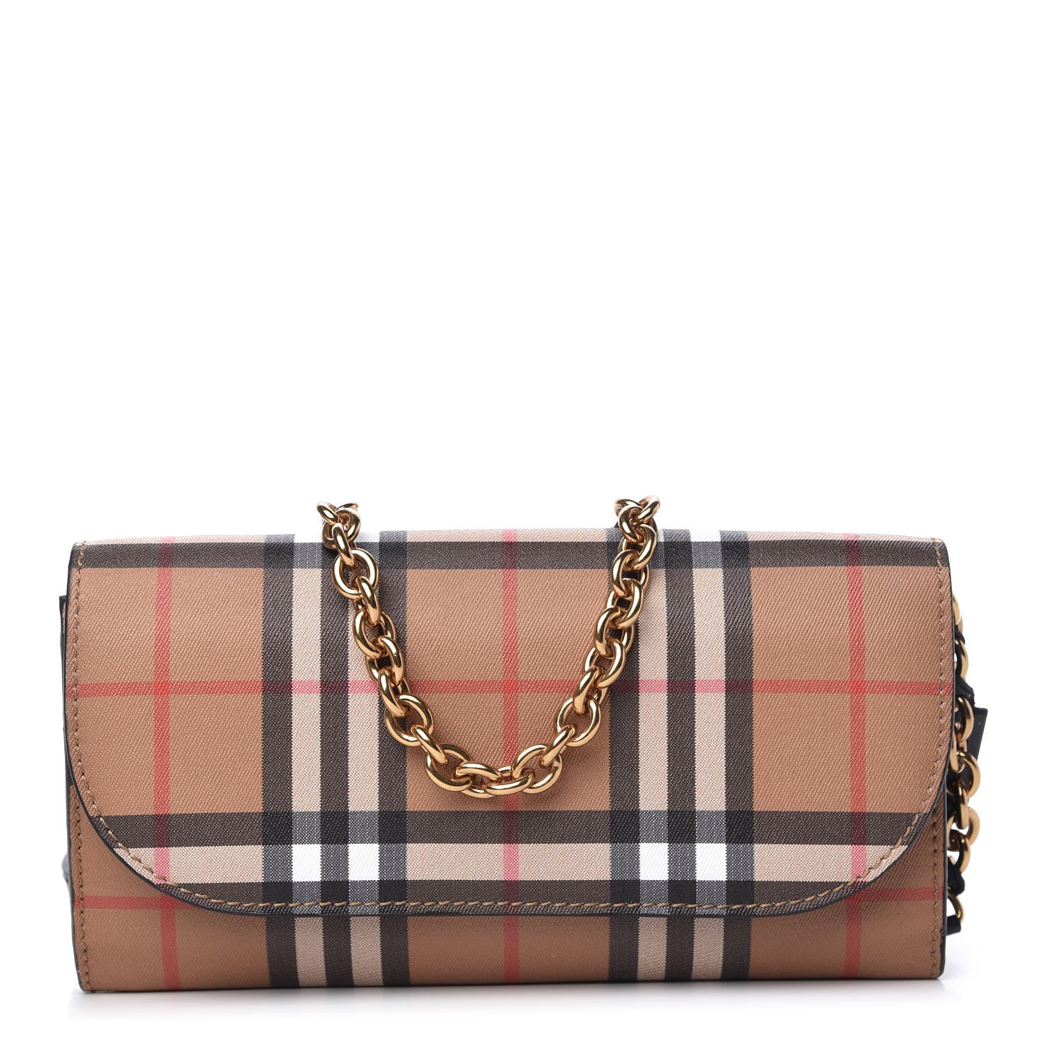 Burberry Vintage Check Henley Wallet On Chain Black 1 of 9