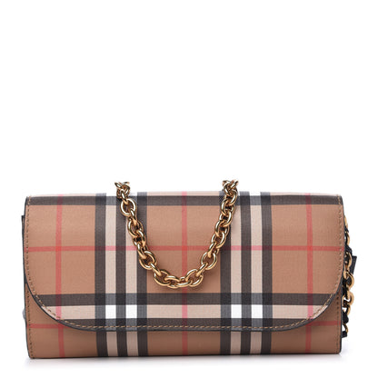 Burberry Vintage Check Henley Wallet On Chain Black 1 of 9