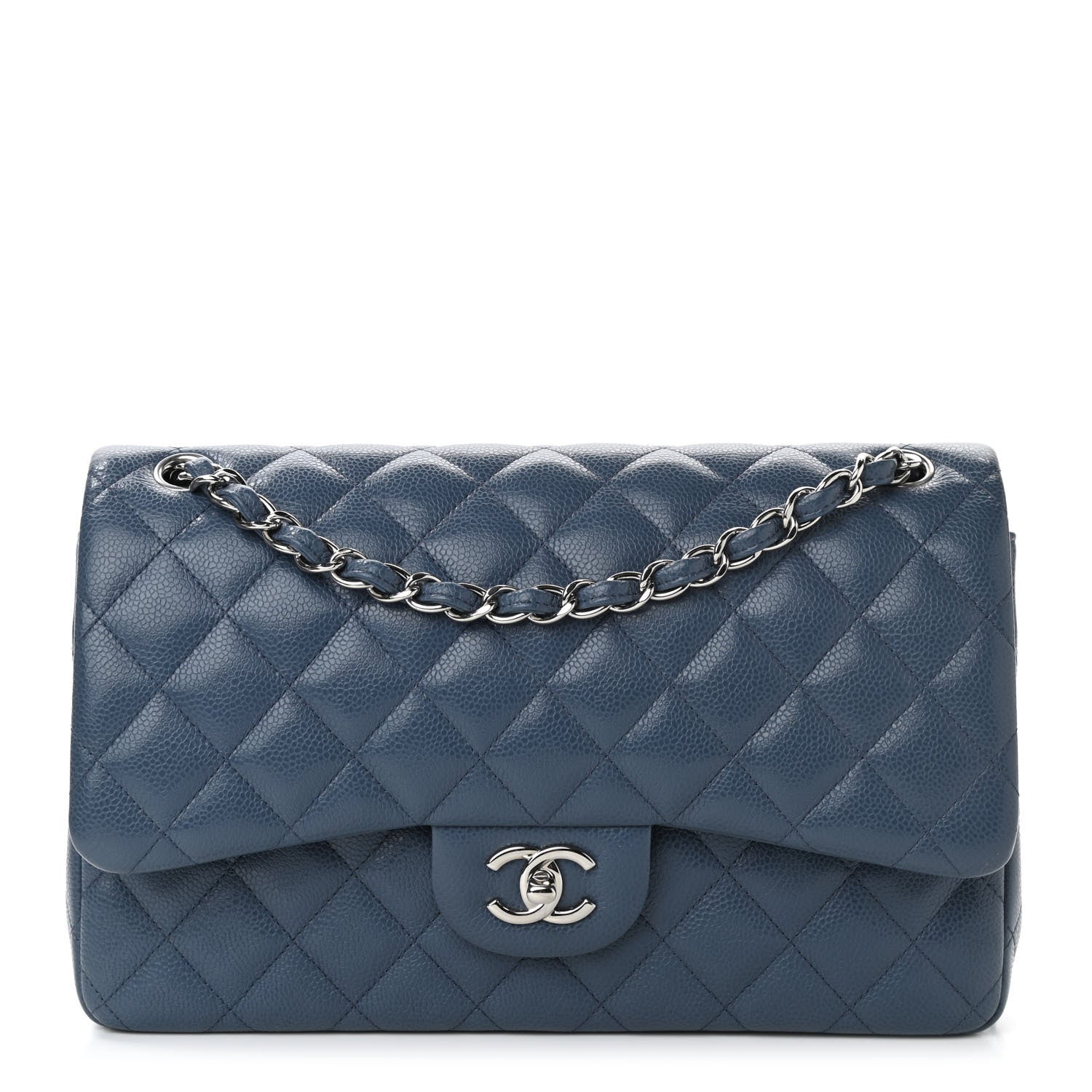Chanel Caviar Quilted Jumbo Double Flap Navy Blue 1 of 11