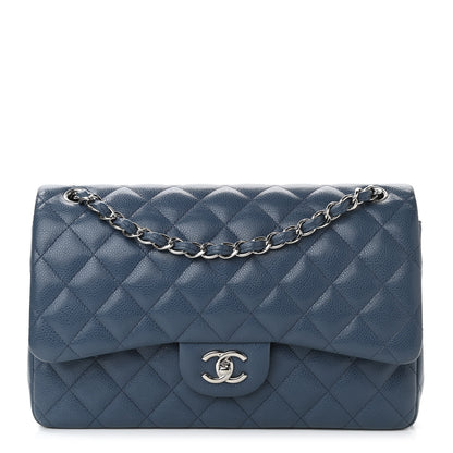 Chanel Caviar Quilted Jumbo Double Flap Navy Blue 1 of 11
