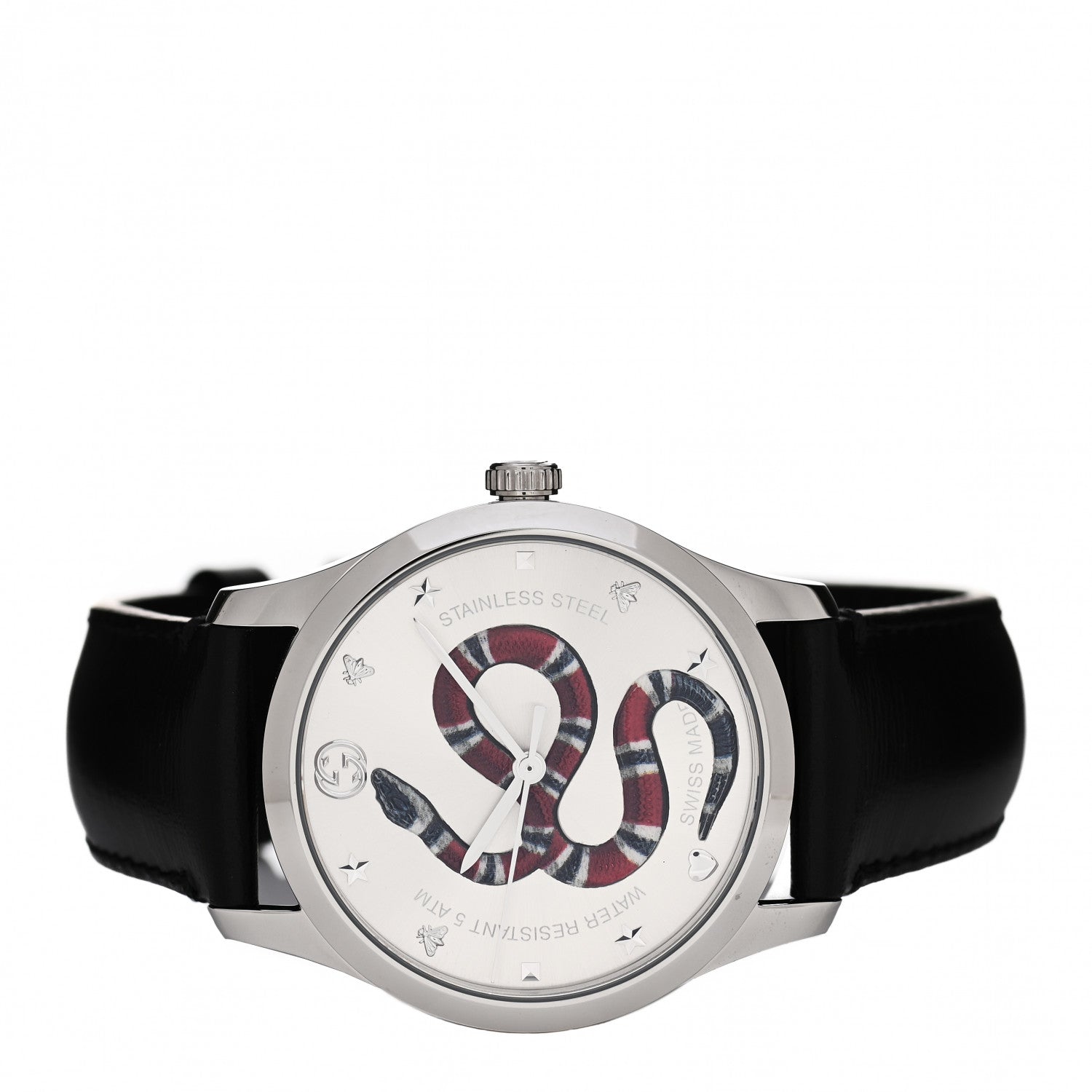 Gucci Stainless Steel Calfskin 38mm G-Timeless Snake Quartz Watch 2 of 5