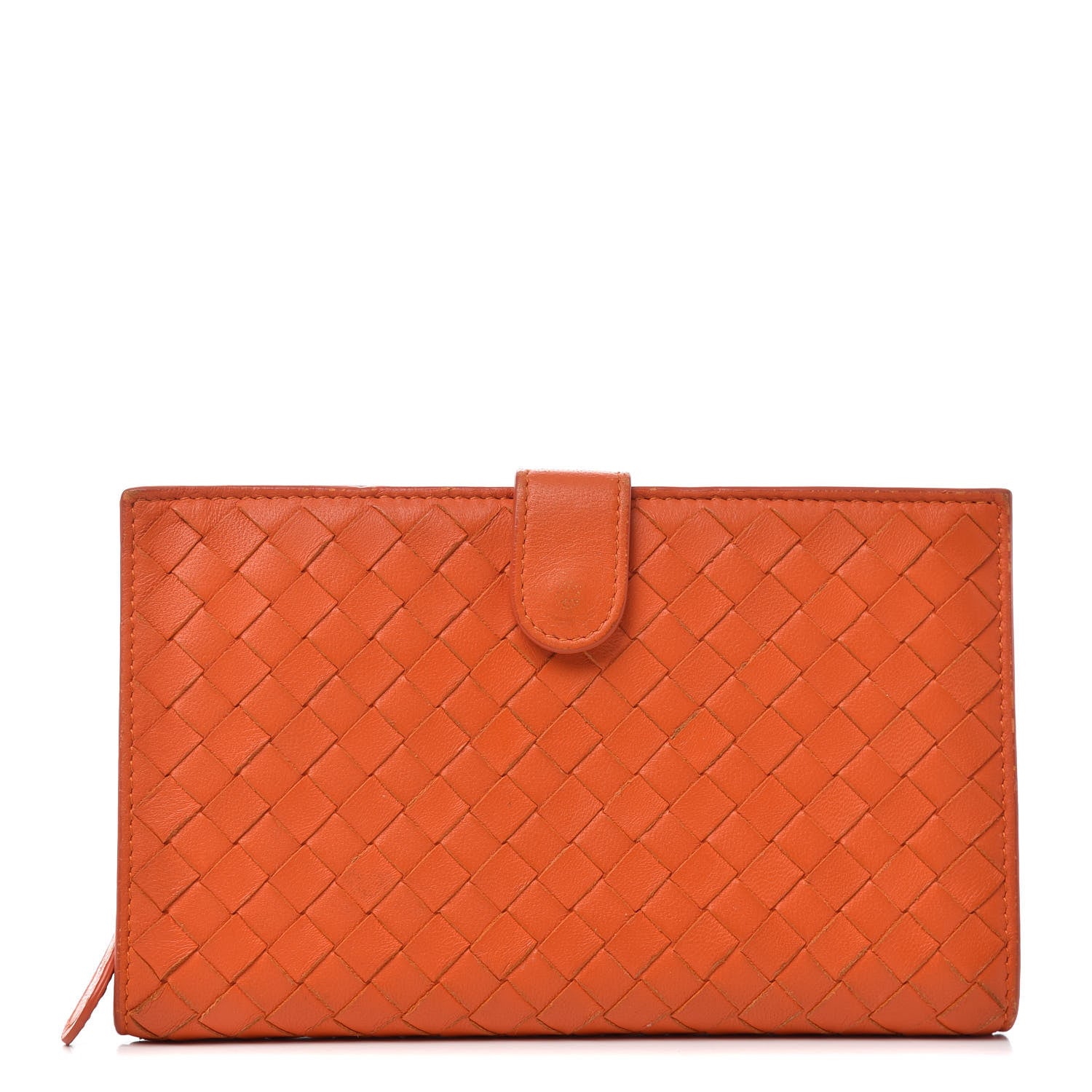 Bottega Veneta Nappa Intrecciato Continental Snap Wallet Tangerine 1 of 7