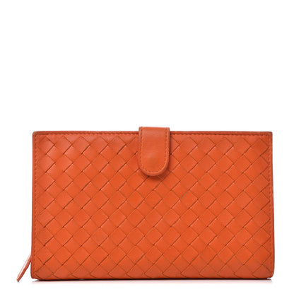 Bottega Veneta Nappa Intrecciato Continental Snap Wallet Tangerine 1 of 7
