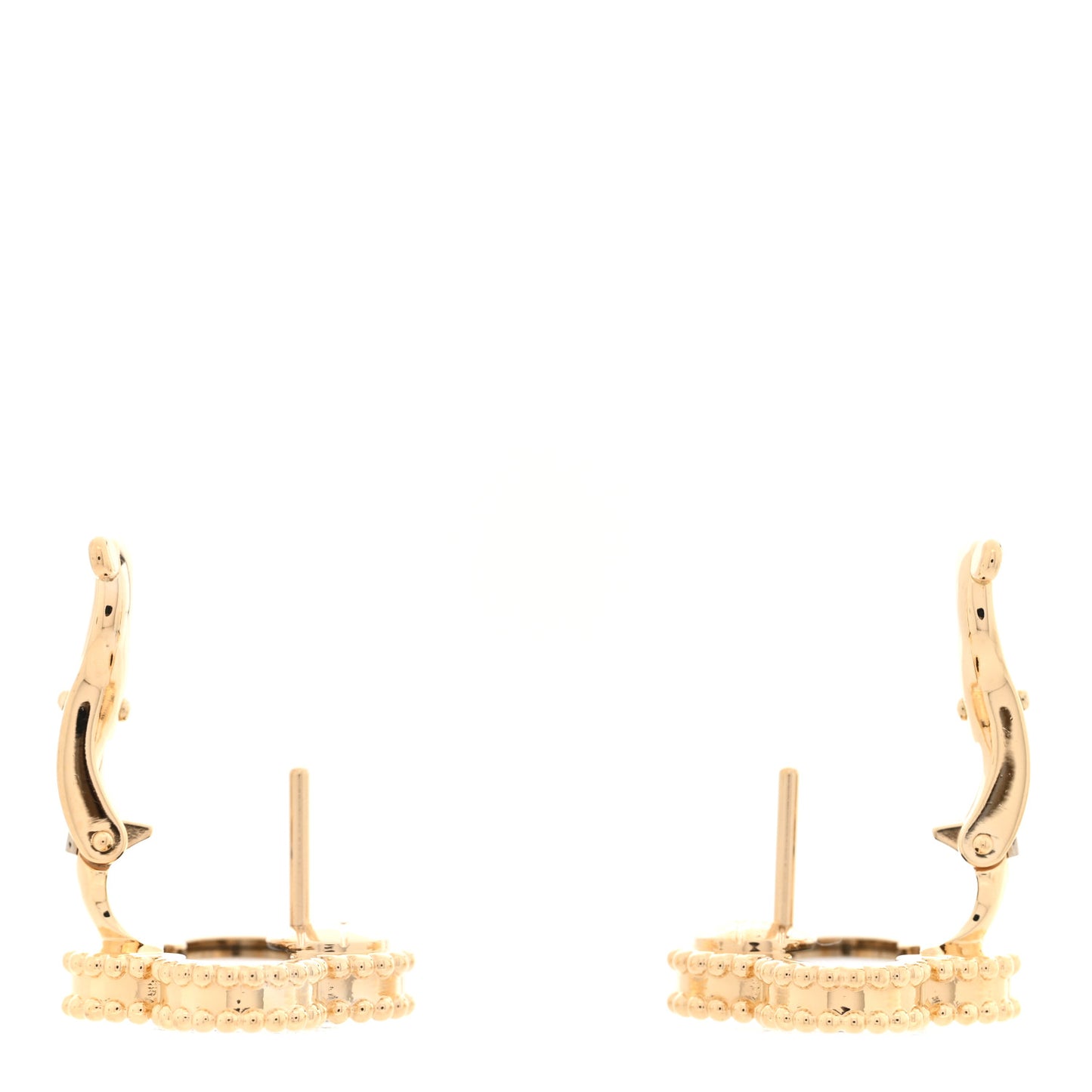 18K Yellow Gold Black Onyx Vintage Alhambra Earrings