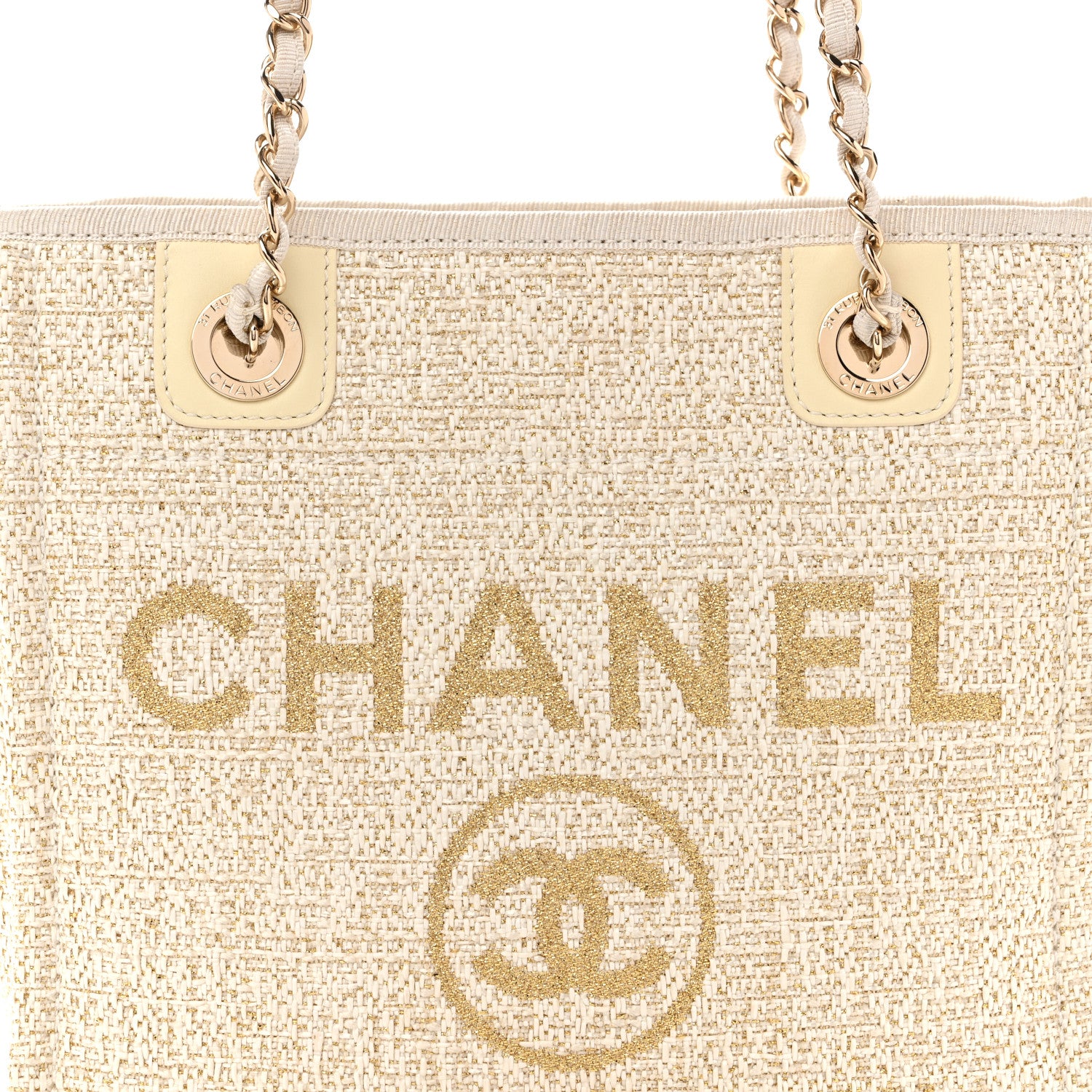 Chanel Lurex Boucle Mini Deauville Tote White 8 of 12