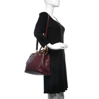 Gucci Calfskin Small Bamboo Shopper Tote Burgundy 2 of 9