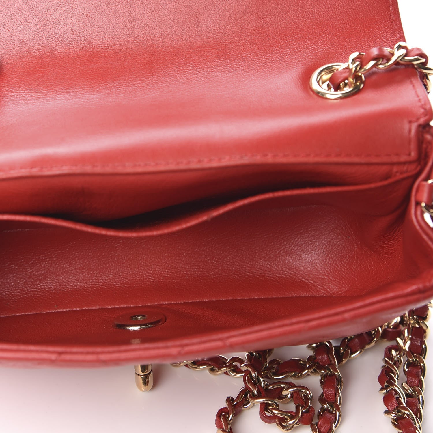 Chanel Lambskin Quilted Extra Mini V For Victory Flap Red 5 of 9
