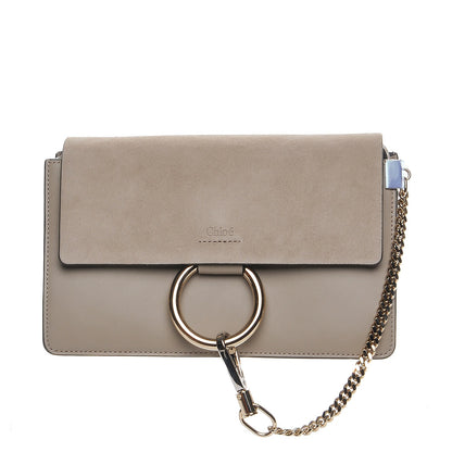 Chloe Suede Calfskin Small Faye Shoulder Bag Motty Grey 1 of 8