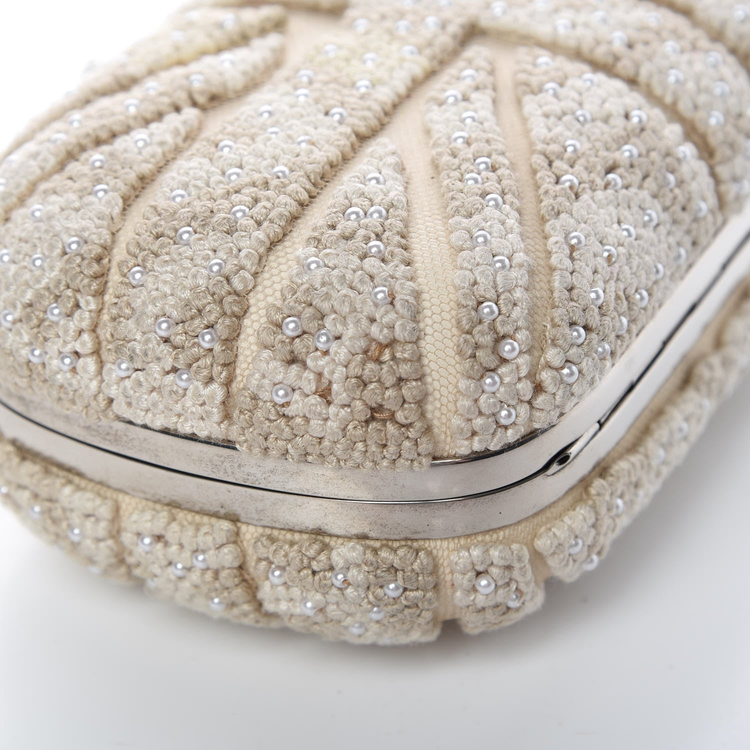 Alexander McQueen Canvas Beaded Britannia Skull Box Clutch Natural 9 of 11