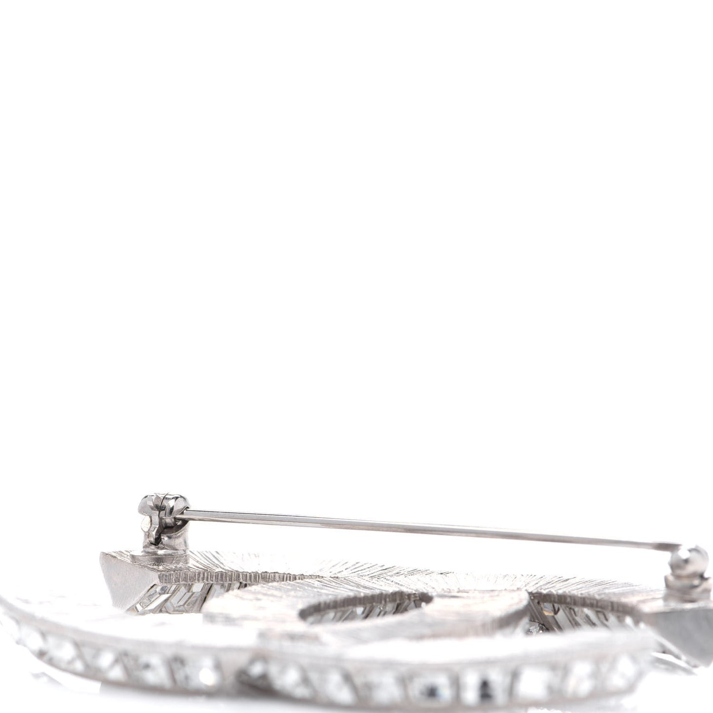 Baguette Crystal CC Brooch Silver