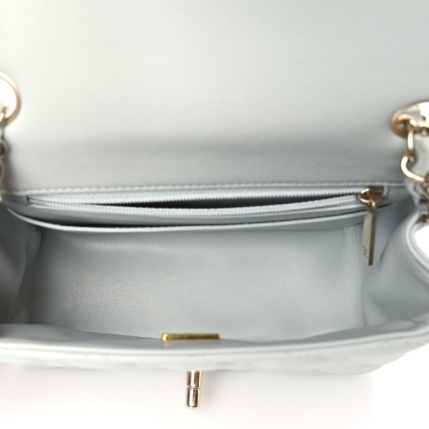 Lambskin Quilted Mini Square Flap Grey