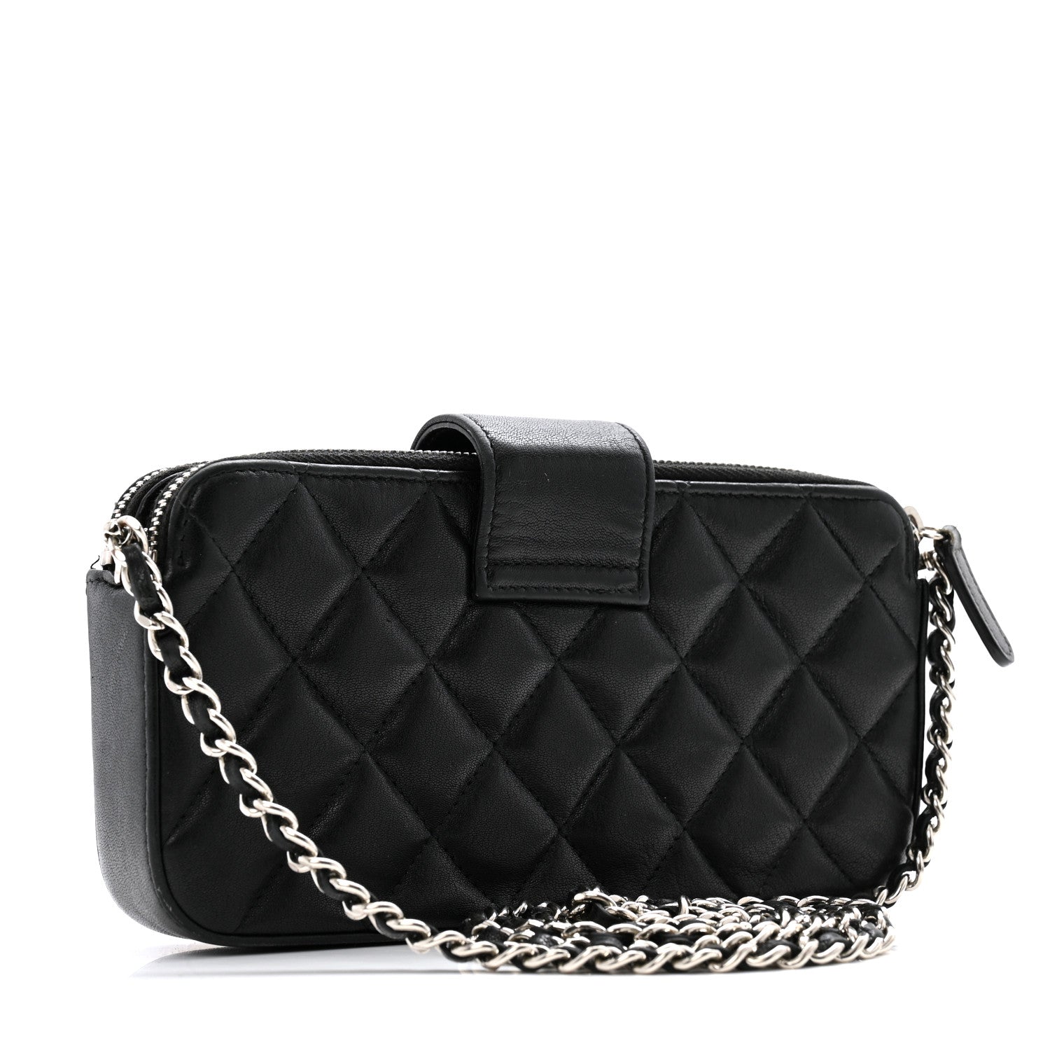 Chanel Lambskin Quilted CC Box Clutch With Chain Black 3 of 16