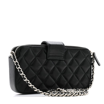 Chanel Lambskin Quilted CC Box Clutch With Chain Black 3 of 16