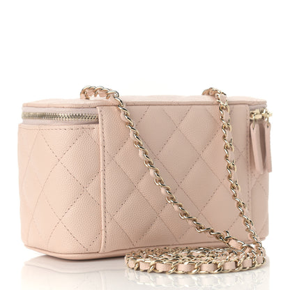 Chanel Caviar Quilted Small Vanity Case With Chain Light Beige 3 of 9