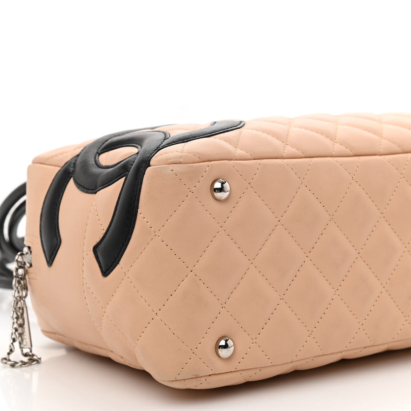 Calfskin Quilted Large Cambon Bowler Beige Black