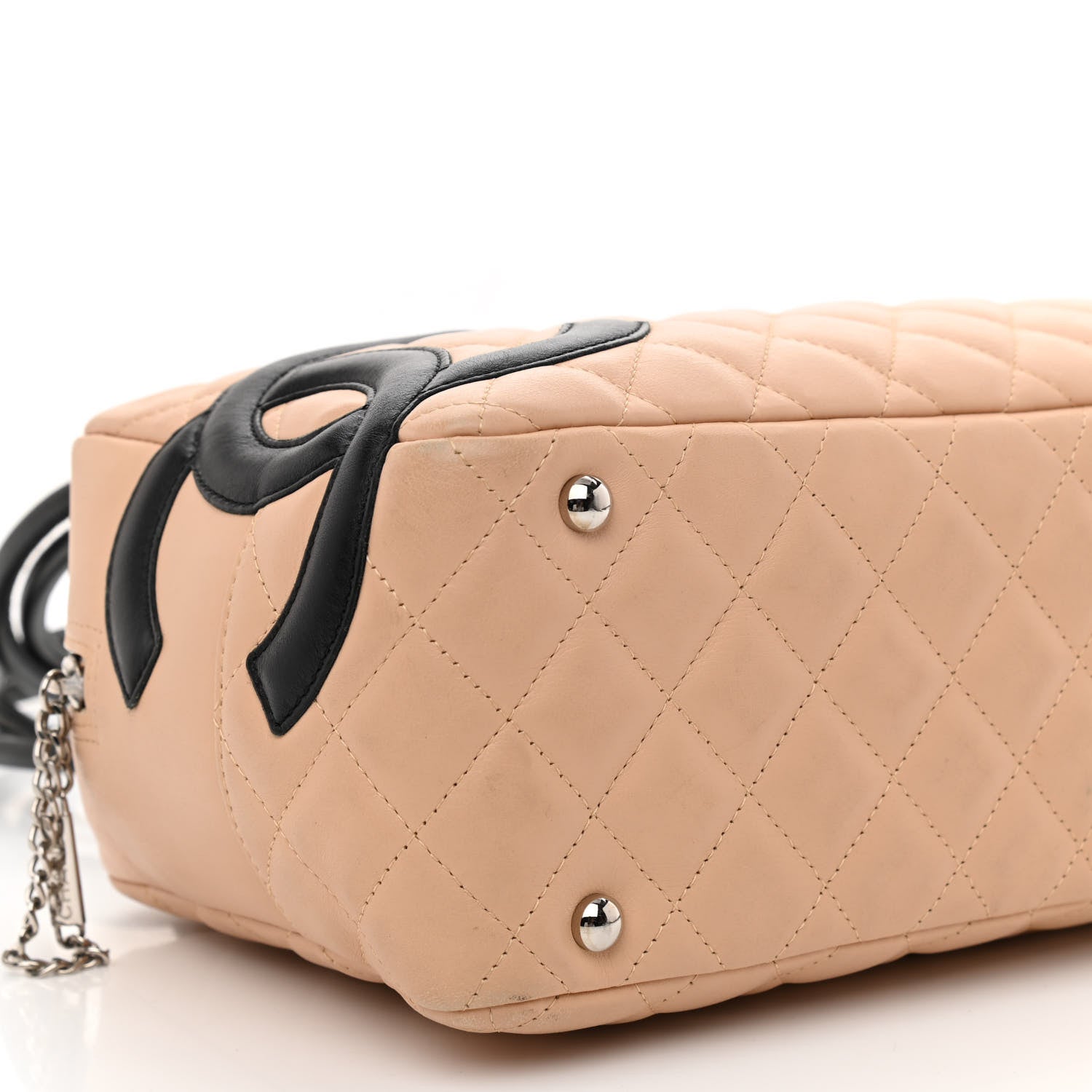 Chanel Calfskin Quilted Large Cambon Bowler Beige Black 9 of 10