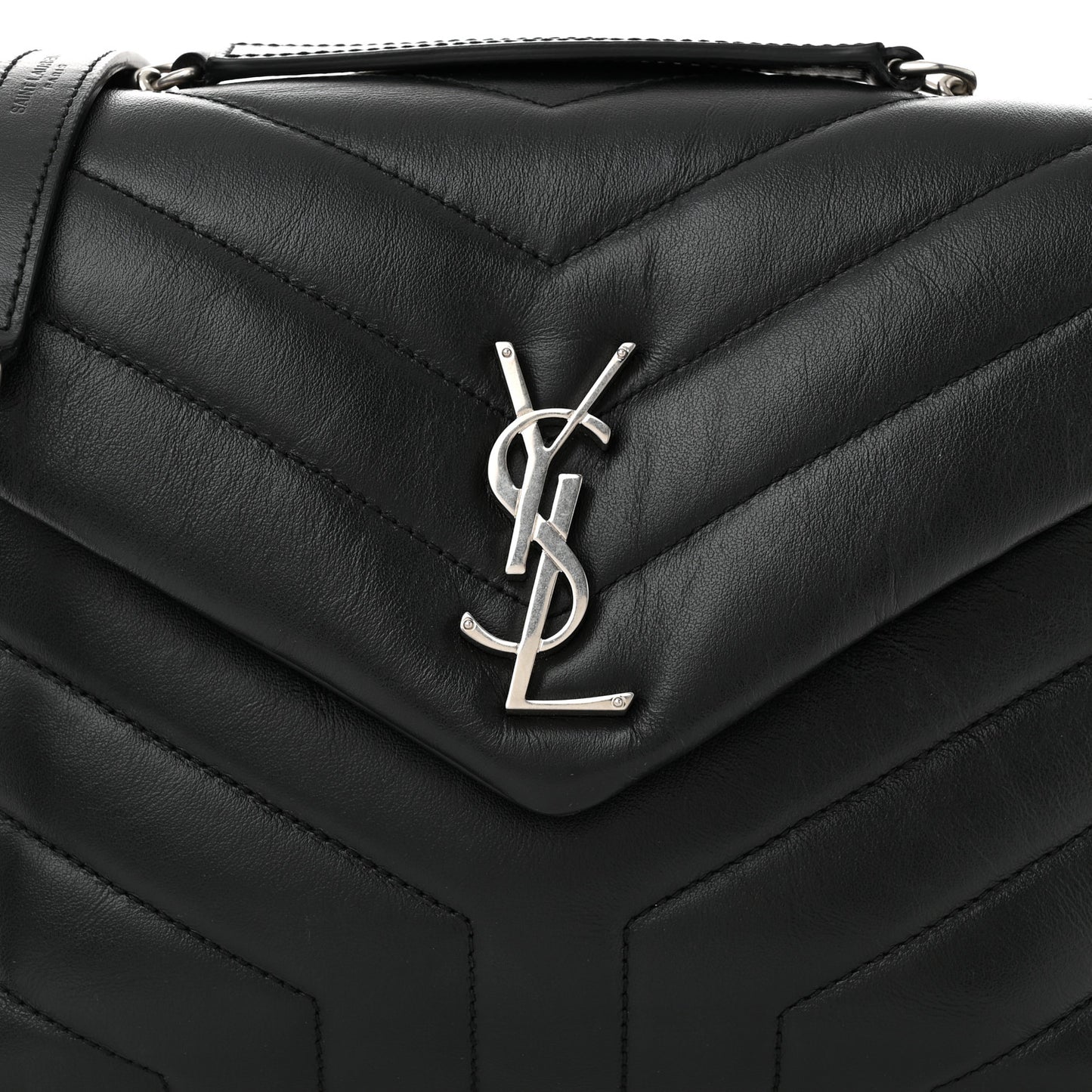 Calfskin Y Quilted Monogram Small Loulou Chain Satchel Black