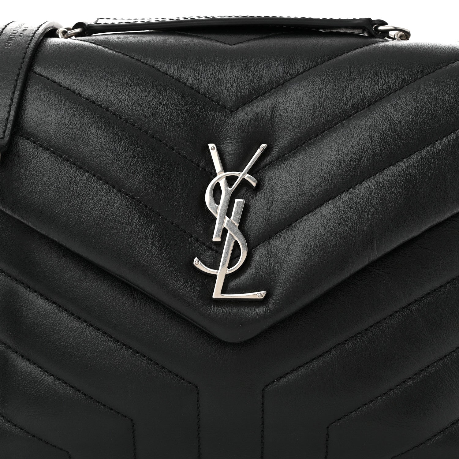 Saint Laurent Calfskin Y Quilted Monogram Small Loulou Chain Satchel Black 8 of 10