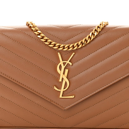 Saint Laurent Grain De Poudre Matelasse Chevron Monogram Chain Wallet Natural Dark 7 of 11